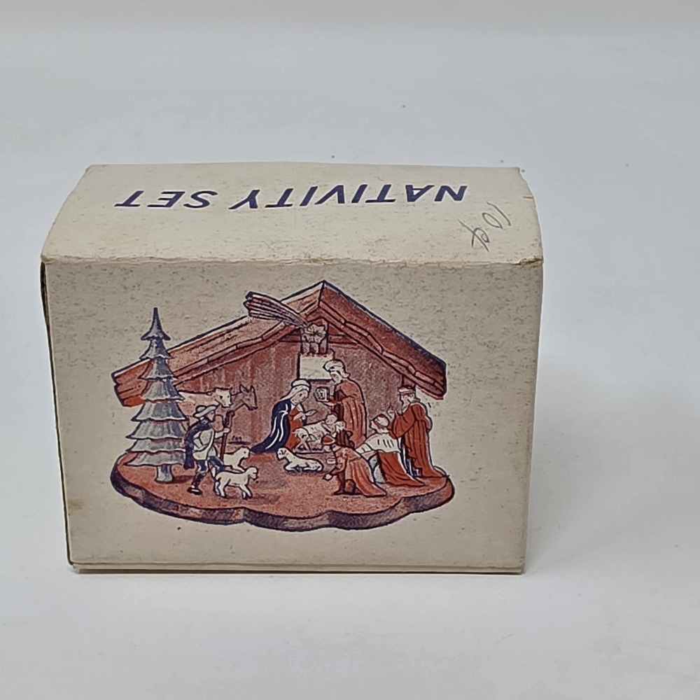 Vintage Shiny Brite Miniature Plastic Nativity Scene With Original Box - Picture 12 of 16
